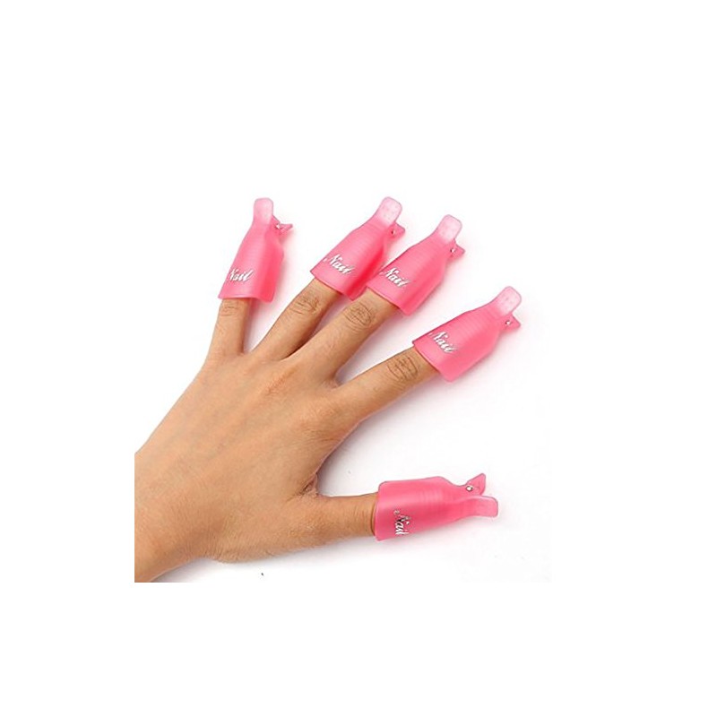 10PC Plastic Acrylic Nail Art Soak Off Cap Clip UV