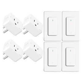 Remote Control Outlet,Greencycle Wireless Remote Control Outlet Plug,On/Off Light Switch Wall Mounted,500ft Range,15A 1500W Wireless Outlets for Household Appliances,No Wiring,White,4PK