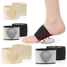 Rienan 4 Pairs of Foot Bandages Metatarsal Supportive Foot Bandage Metatarsal Foot Bandage for People Who Need to Stand or Walk for Longer Time (S, L, Black, Skin Colour)