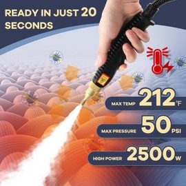 Moongiantgo High Pressure Steam Cleaner, 2500W Portable High Temp Bathroom Power Steamer Cleaning Machine Steam Humidity Adjustable For Home Use Kitchen Grease Car Detailing (110V, Red)