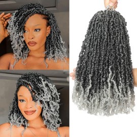 10 Packs Yanky Twist Crochet Hair 16 Inch Pre-twisted Natural Black Kinky Mini Spring Twist Small Curly Senegalese Twist Braids Yankee Twist (TGray((Ombre Gray), 16 Inch (Pack of 10))