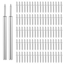 simarro 200 Pcs Double-Headed Nails Solid Wood Seamless, Nails Skirting Board Two-Way Nails, Skirting Thread Seamless Nail, Invisible Screw and Tool Set, Markless Stud Nails with Socket Tool