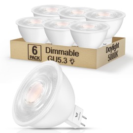 WOWLUMEN MR16 LED Bulbs, 5W LED Light Bulb(50W Equivalent), 5000K Daylight, 500 Lumens, Dimmable, GU5.3 Bi-Pin Base, Energy Saving, 40°Beam Angle,15,000 Hour Lifetime,6 Packs-UL Listed