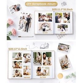 Popotop Photo Album Self Adhesive Scrapbook Album for 4x6 5x7 8x10 Pictures DIY Photo Book,Birthday Gifts for Women Mom,Wedding Baby Family Travel