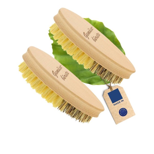 2 x Hofmeister® Vegetable Brushes, 13.5 cm, High-Quality Natural Bristles