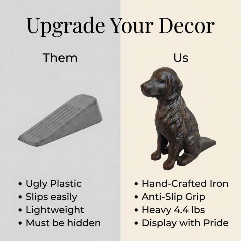 Lulu Decor, Cast Iron Dog with Tail Doorstop, Door Stopper,
