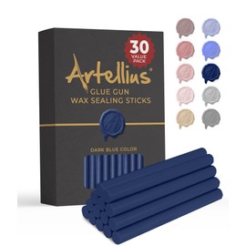 Artellius Premium Sealing Wax Sticks (Bulk 30 Pack) Wax Seal Glue Gun Sticks, Envelope Seal Wax for Stamp Seals - Perfect Wax Seal Sticks for Crafting, Invitations & Letters - Dark Blue