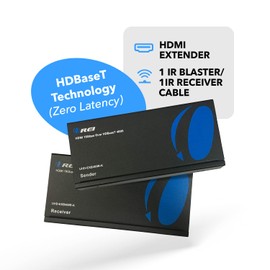 OREI 4K HDMI over Ethernet Extender Balun - HDBaseT UltraHD 4K @ 60Hz 4:4:4 CAT5e/6/7 Cable with HDR, CEC & IR Control, RS-232 Up to 400 Ft Loop Out POC Audio Out (UHD-EXB400R-K)