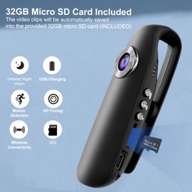 Spy Camera,Mini Camera Body Wear Camera,1080P FHD Small Camera,Small Body Cameras,Spy Camera 1080P Video,Body Camera Wearable,Pocket Clip for Office,Law Enforcement,Security Guard,Home,Car,Hiking gift