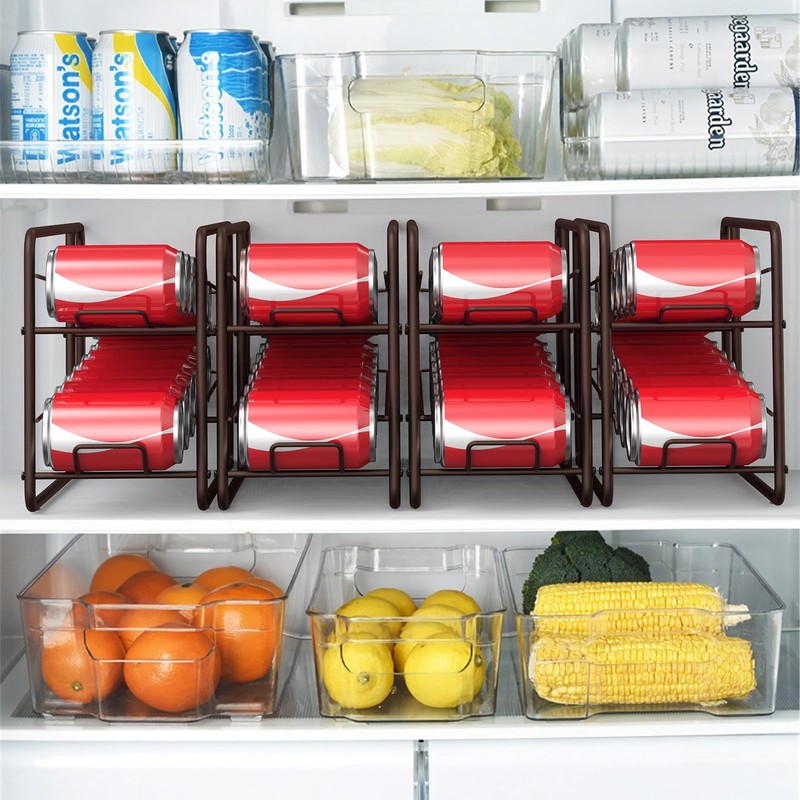 MOOACE 4 Pack Can Dispenser Rack, Stackable Can Storage Organizer