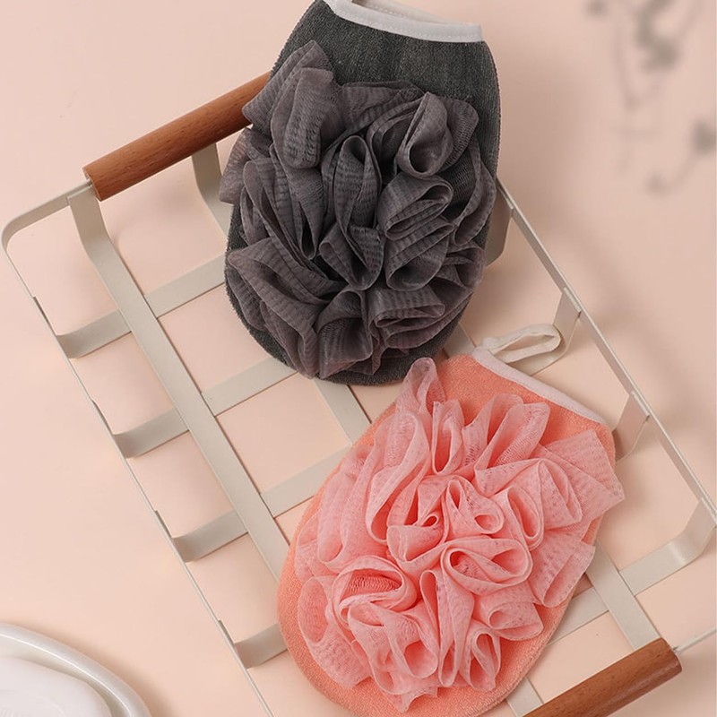 [Queen-b] お風呂手袋 2個セット ミトン 泡立て 垢すり 両面使える ボディウォッシュ グローブ 肌に優しい