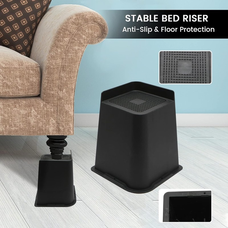 MYMULIKE Bed Risers Heavy Duty, Oversized Furniture Risers, Support Up
