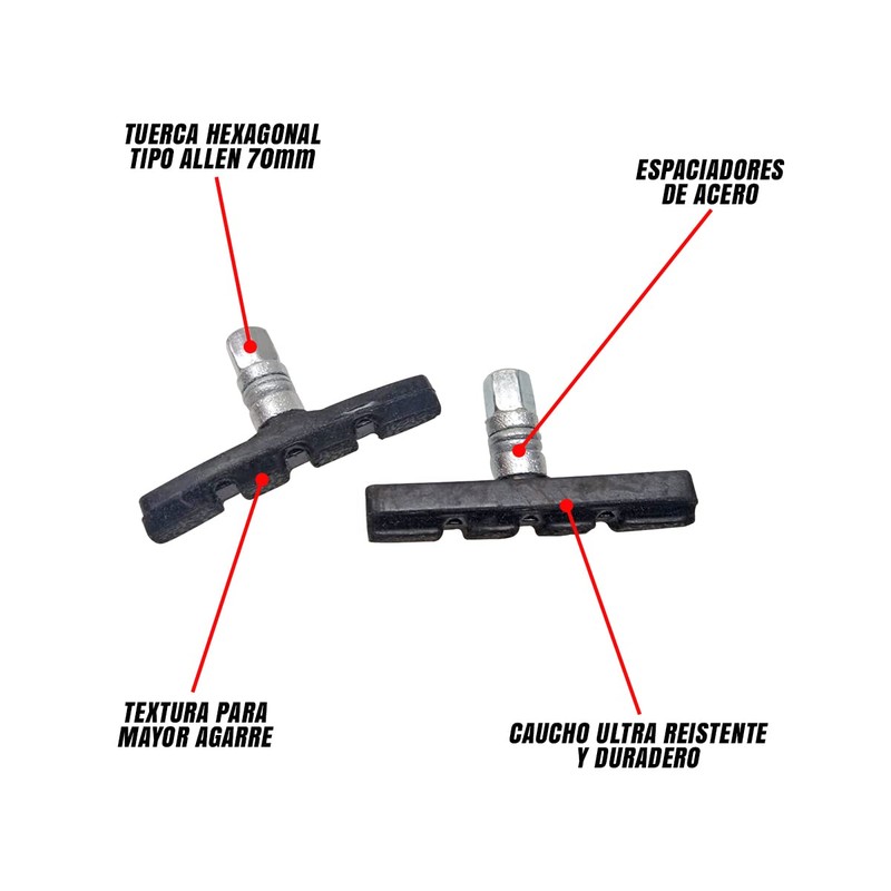 Zapatas Freno De Bicicleta Tuerca Hexa 70mm Paquete de 1