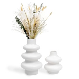 Zavothy Flower Vase Set for Modern Home Decor, Minimalism Style Off White Vase for Modern Table Shelf, Vases for Flowers for Decor Living Room Centerpieces Office Desk(not Include Flower)