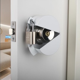 Door Knob Lockout Device, Metallic White Cover to Disable The Doorknob/Faucet/Valve, Prevents Turning of Door Knob and Access to Keyhole, Prevents Operating The Knob (with Padlock)