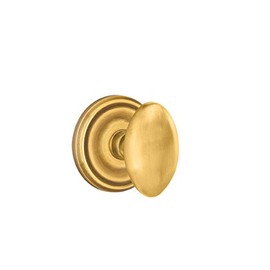 EMTEK Knob Classic Brass - Single Dummy - Egg Knob - Regular Rosette - French Antique - 8050.E.US7