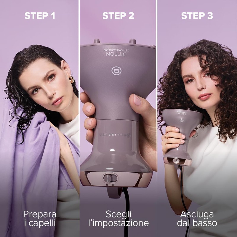 Bellissima Imetec Diffon Ceramic & Argan: Diffusore per Capelli Ricci