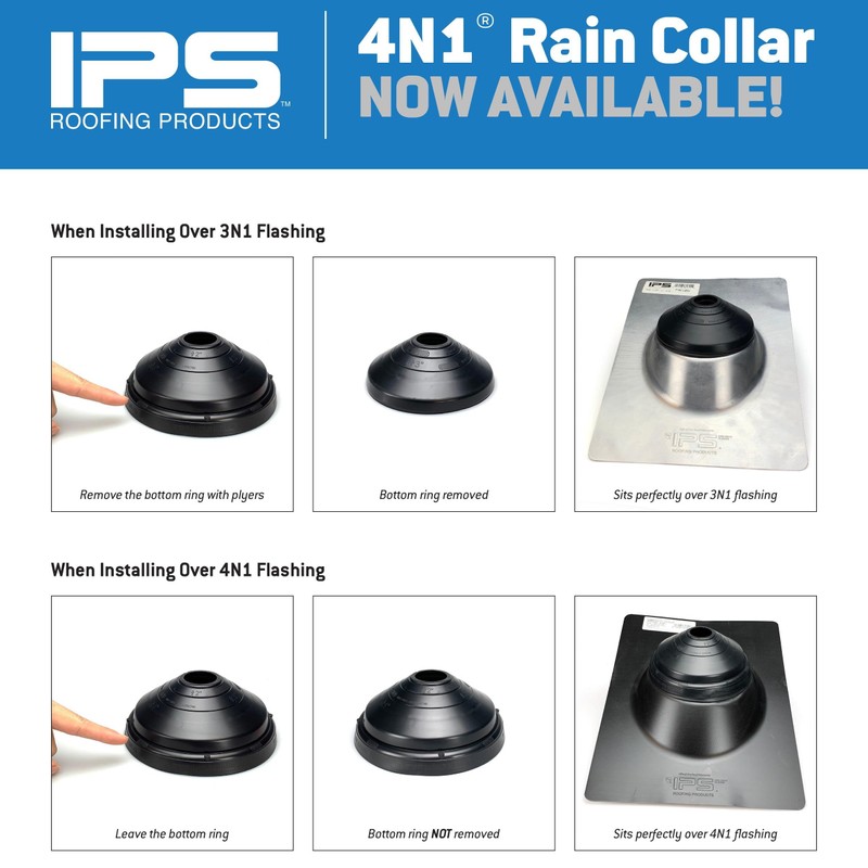 IPS Multi-Size 4N1 Pipe Flashing Repair Rain Collar (Case of