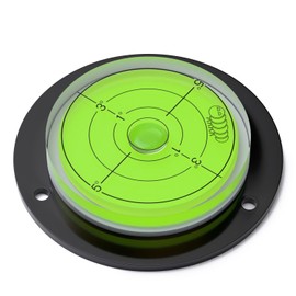 Flanged Circular Angle Large Spirit Bubble Level (Green Liquid) 80mm Diameter with Degree Marking - Surface Level, Bulls Eye Bullseye Round
