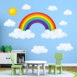 DECOWALL SG-1713 Rainbow and Clouds Kids Wall Stickers Decals Peel and Stick Removable for Nursery Bedroom Living Room Art murals Decorations