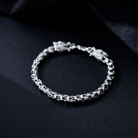 CEKAMA Fashion Men's 925 Sterling Silver Bracelet Thick Vintage Dragon Bracelet for Men & Boys 8 Inches Birthday Gift