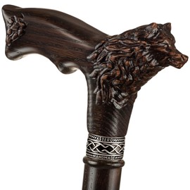Asterom Walking Cane - Handmade Wolf Cane - Cool Walking Canes for Men and Women - Wooden, Carved, Unique - Walking Sticks for Men & Seniors (34 Inch)