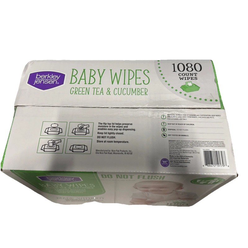 Berkley Jensen Green Tea & Cucumber Baby Wipes 1080 Count