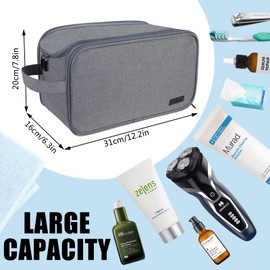 Gloppie Wash Bag for Men, Large Capacity Toiletry Bag, Waterproof Washbag with Handle, Travel Bottles Storage for Toiletries Bags, Make Up Bag Makeup Organizer for Women Girls (Grey)