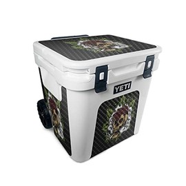 MightySkins Carbon Fiber Skin Compatible with Yeti Roadie 48 Wheeled Cooler - Death by Ganja | Protective Durable Textured Carbon Fiber Finish | Easy to Apply and Change Style | Made in The USA