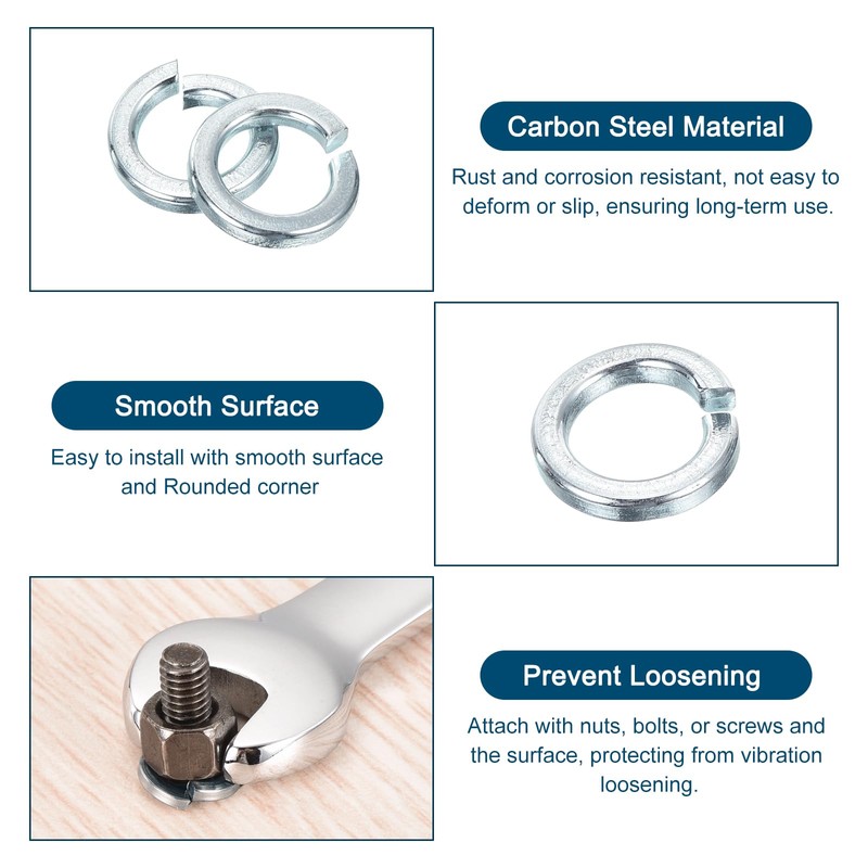 sourcing map M12 Split Lock Washer, 10Pcs Carbon Steel Spring