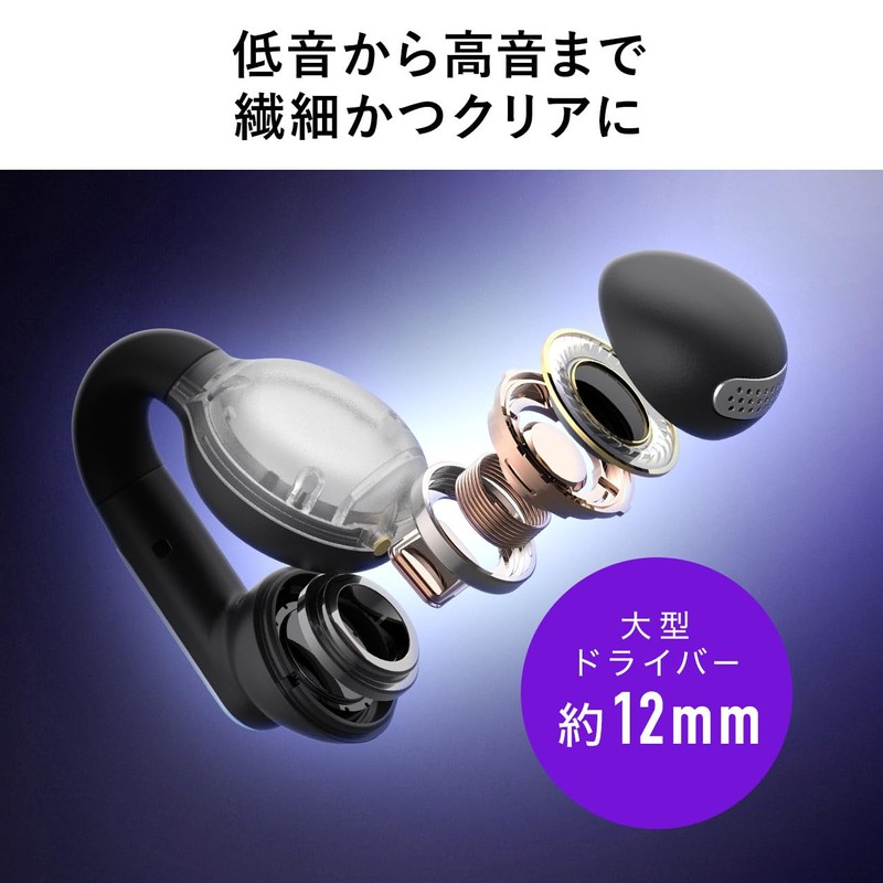 Sanwa Direct 400-BTTWS6 Ear Cuff Earbuds, Bluetooth Open-Ear, IPX4 Waterproof,