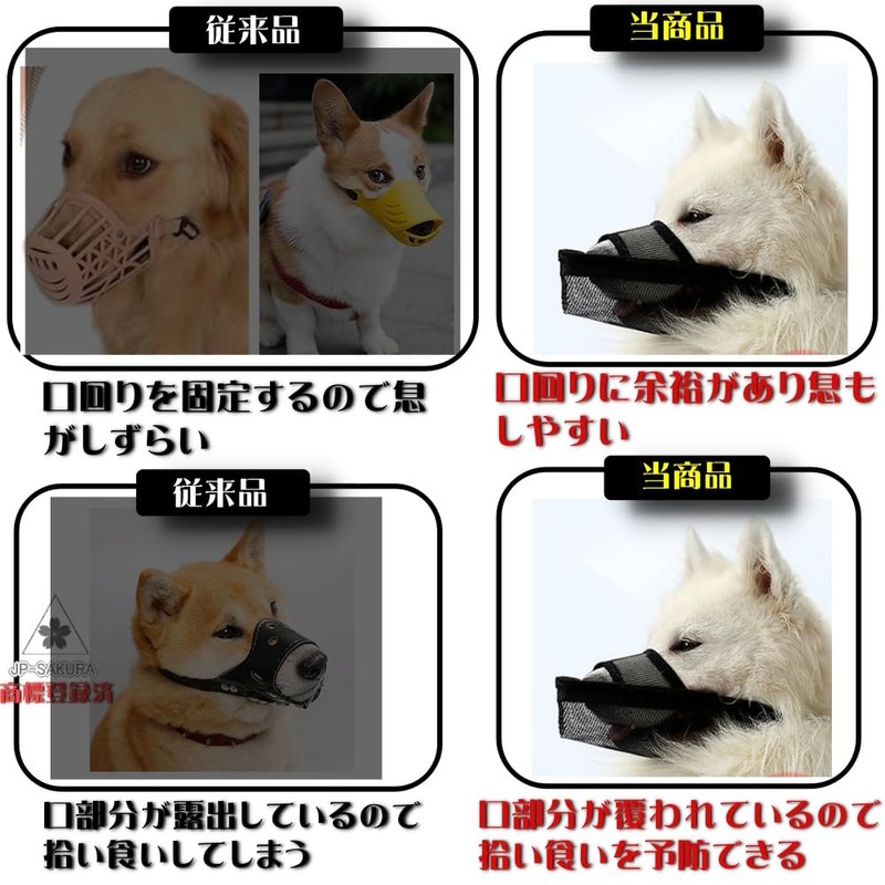 JP-SAKURA Dog Muzzle Small Medium Large Size Picking Prevention Chewing