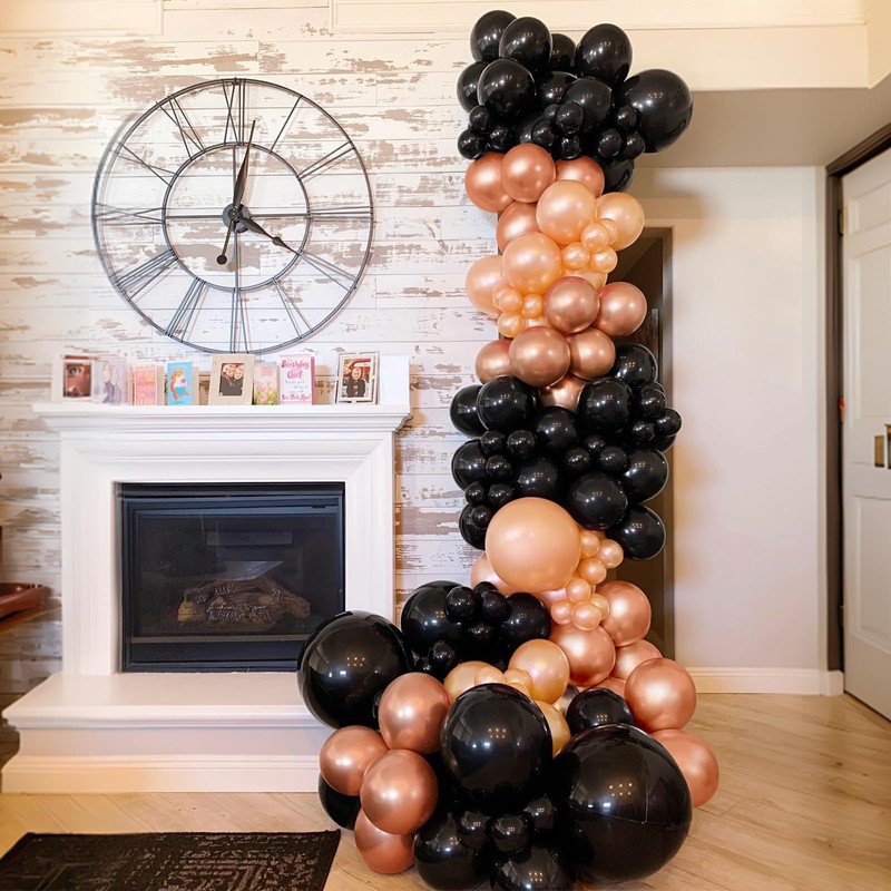 Rose Gold Black Balloons, Ousuga 30 pcs 12 Inch Matte