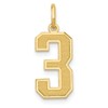 Solid 14k Yellow Gold Medium Number 3 Charm Brushed Matte
