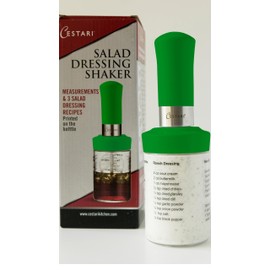 Cestari KItchen Glass Salad Dressing Shaker Bottle with Mixer Insert, 10 oz, Green – Leak-Proof Dispenser with Measurements and Recipes