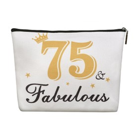 Vanqruo Cosmetic Bags, 75th Birthday Gifts For Women, Make-up bags sold empty, Canvas travel bags