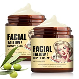Bálsamo de Sebo de Res Batido Y Miel, Crema Facial con Acabado de Pasto de Vacas Alimentadas con Pasto, Humectante de Sebo, Crema de Miel de Sebo Pura para Rostro Y Cuerpo (2 Piezas)