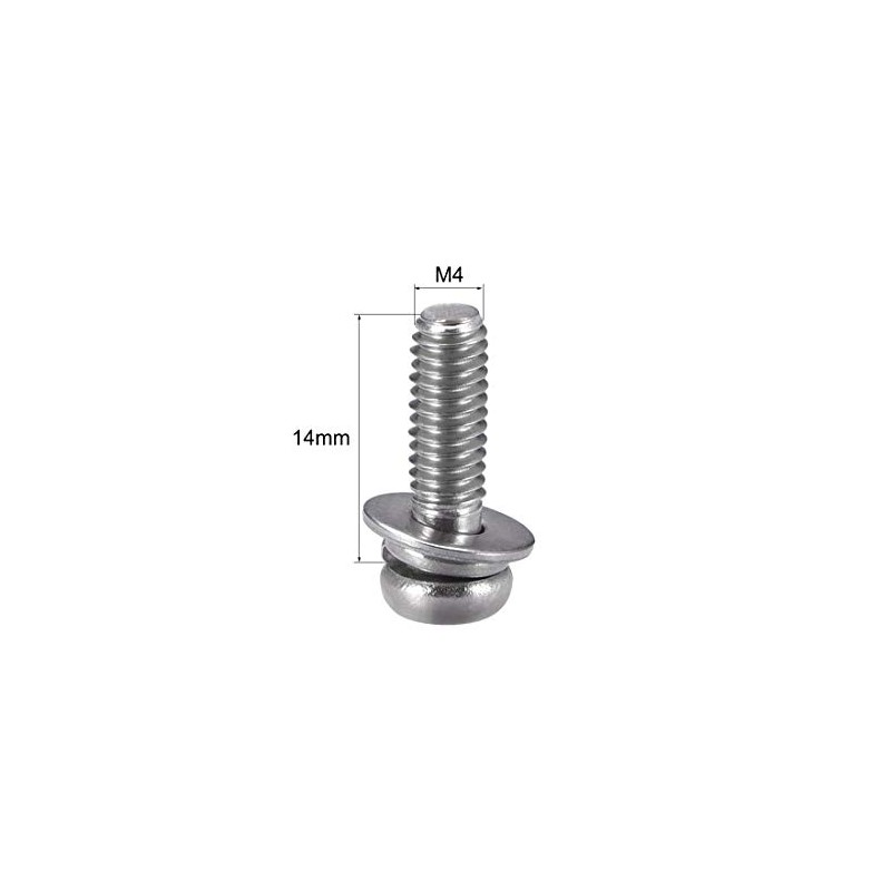 sourcing map M4 x 14mm Stainless Steel Phillips Pan Head