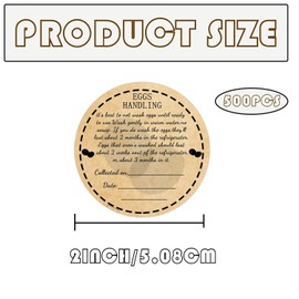 Farm Fresh Eggs Carton Labels Stickers 500Pcs Egg Care Writable Handling Stickers 2 Inch Unwashed Egg Farmers Market Packaging Decal Sign for Chicken Quail Farmhouse (Kraft)