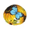 Gorro Ducha Diseño Girasoles Mariposas Azules Mujer Impermeable Doble Capa