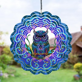 Owl Metal Wind Spinners - Owl Gifts for Women Mum Grandma Wife Hanging Wind Spinner for Outdoor & Indoor Decorations, 30 cm Wind Spinner for Christmas Ornament Gifts