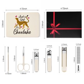 TTJHGYQO 6-Piece Nail Clipper Set with Nail File, Tweezers and ingrown toenail Removal kit Travel Nail kit for Men and Women (Cheetahs White)