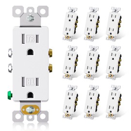 ELEGRP Matte White Decorator Wall Receptacle Outlets, Tamper Resistant 15 Amp Standard Electrical Wall Outlet, Residential Grade, Self-grounding, 125V, 2 Pole 3 Wire, 5-15R, UL Listed, 10 Pack