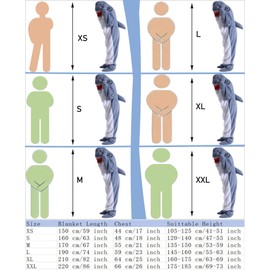 JOREAY Shark Blanket Onesie for Adult Kid, Soft Comfortable Wearable Blanket Hoodie, Funny Shark Costume Sleeping Bag Gifts for Women Men Light Blue