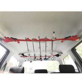 Orurdo Fishing Equipment qb500081b01n0 Rod Carrier for Cars, Rod Keeper Belt, Rod Holder / Storage of Fishing Rod with Reel Attached / Supports Up to 5 Rods, Red
