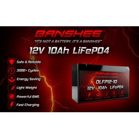 Banshee 12V 10ah LiFePO4 Lithium Battery, 2000+ Deep Cycles, Smart BMS, Perfect for Riding Toys, Home Alarm, Backup UPS, Fire Security Systems and Emergency Lighting