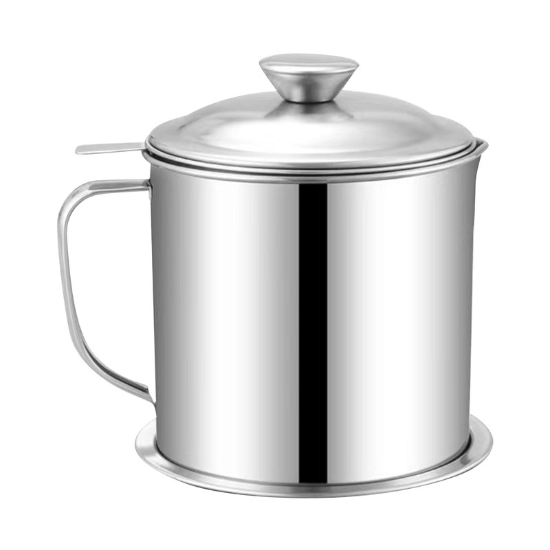 Oil Container Grease Pot Stainless Steel Strainer Large Capacity for