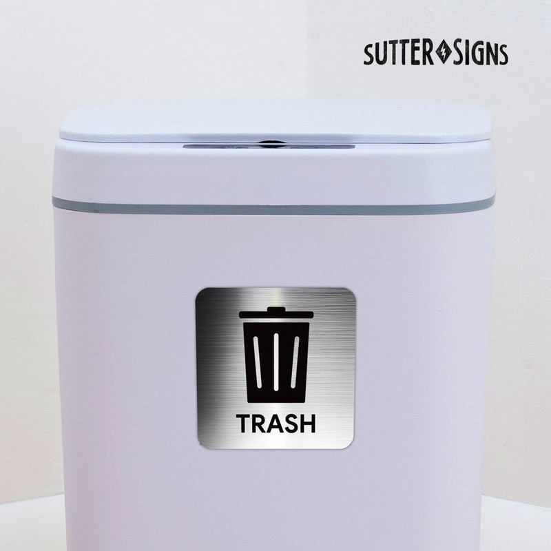 Recycle and Trash Adhesive Signs for Kitchen Trash Cans, Recycling