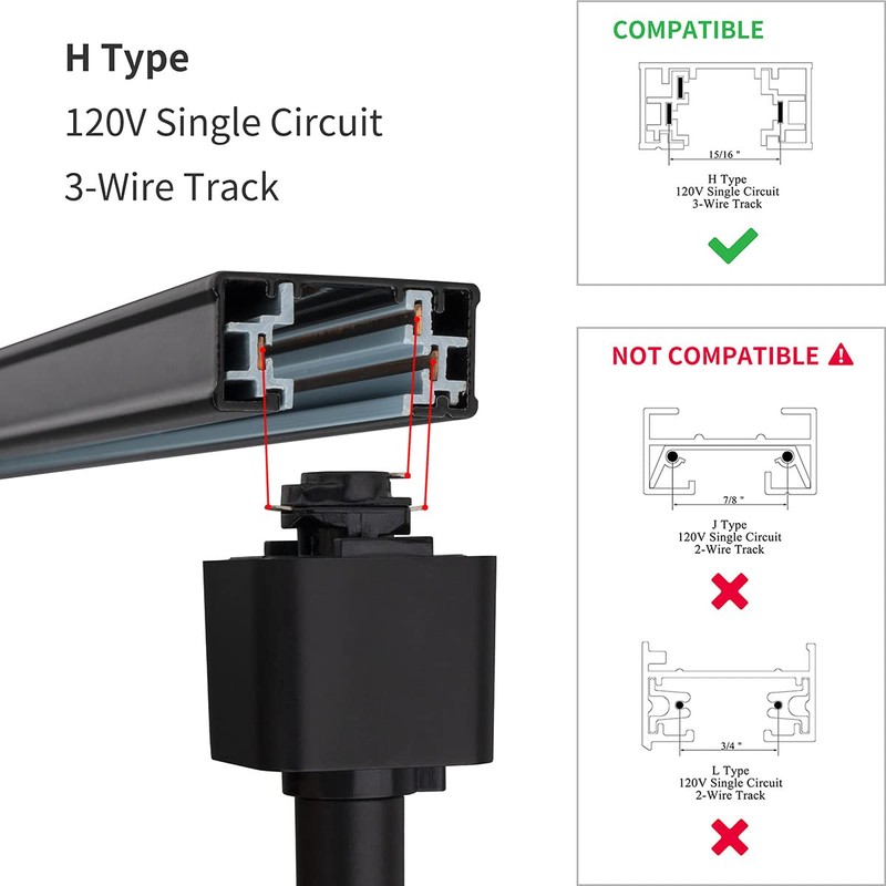 mirrea H Type Track Lighting Head to GU10 Base Adapter