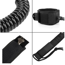 10 Feet Surf Leash, Coiled Safety Lead for SUP Kayak with Retractable Foot Strap, High-Quality SUP Accessories for Stand Up Paddle Boards Surfboards, Robust Swimming Lead with Adjustable Length